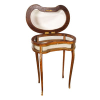 Antique 19thC French Louis XV Ormolu & Walnut Bijouterie Jewelry Table Vitrine, 1880