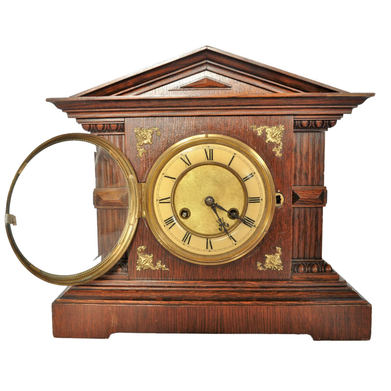 Junghans 8 Day Time & Strike Clock in Architectural Case, Circa 1900