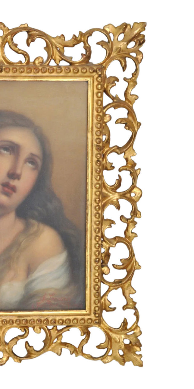 Antique Italian Grand Tour Oil on Canvas painting, "Mary Magdalene," by Achille Leonardi (Italian, 1800-1870), Circa 1840