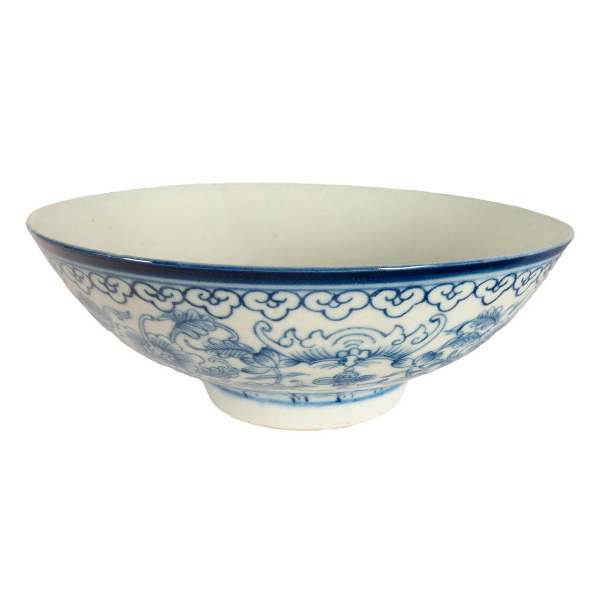 Antique Chinese 18thC Style Qianlong Qing Dynasty Blue White Porcelain Bowl 1880