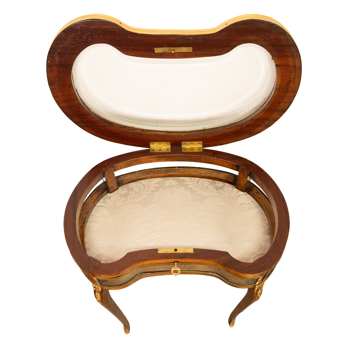 Antique 19thC French Louis XV Ormolu & Walnut Bijouterie Jewelry Table Vitrine, 1880
