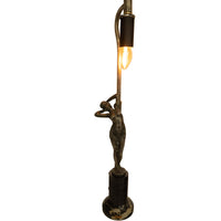 Antique French Art Deco Bronze Nude Female Dancer Statue Sculpture Lamp Demetre Chiparus 1925