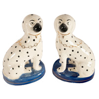 Pair Antique 19th Century Staffordshire Dalmatian Pottery Dog Figurines 1850