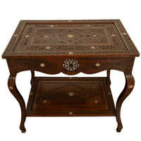 Antique Islamic Moorish Arab Mother-of-Pearl Inlaid & Carved Table Damascus 1890