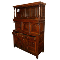 Antique Early 18th Century Carved Oak Welsh Cwpwrdd Tridarn Cupboard Cabinet 1730