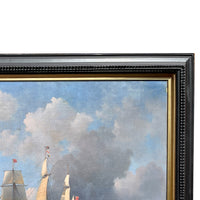 Antique 19th Century Maritime Seascape War Ship Oil Painting HMS Britannia by Robert Strickland Thomas, 1835