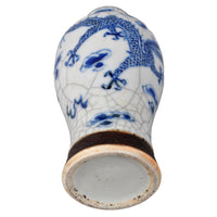 Antique 19th Century Chinese Qing Dynasty Blue and White Crackle-Glazed Vase, Circa 1850