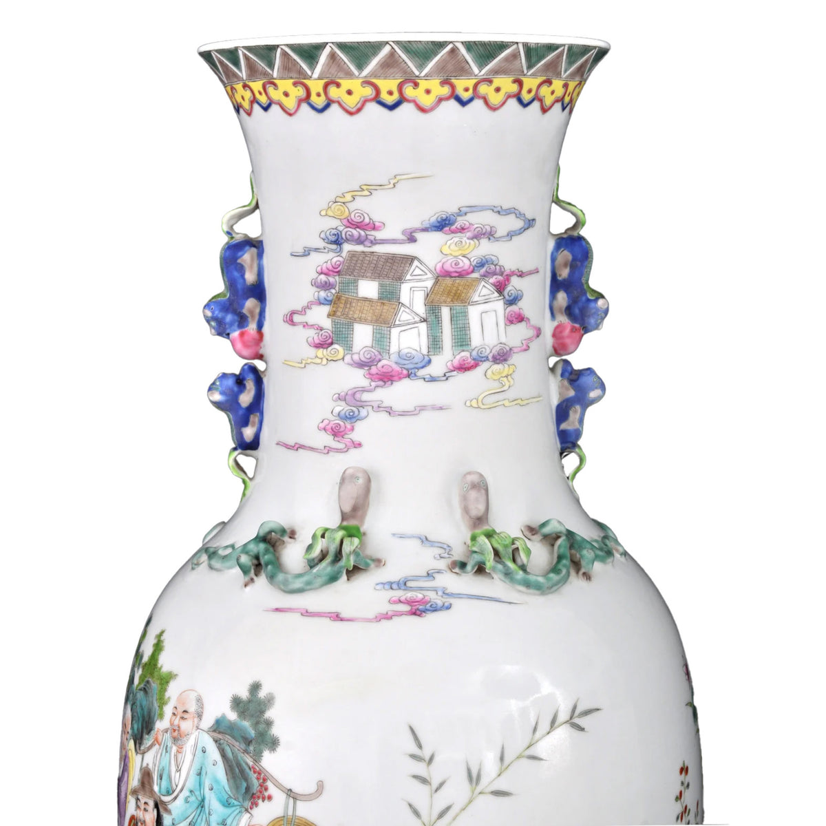 Monumental Pair of Antique Chinese Qing Dynasty (1644-1912) Famille Rose Porcelain Vases