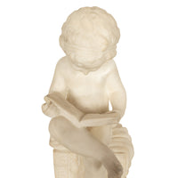 Antique Italian Grand Tour Marble Sculpture Statue Pedestal Putto Child Reading Antonio Canova 1890