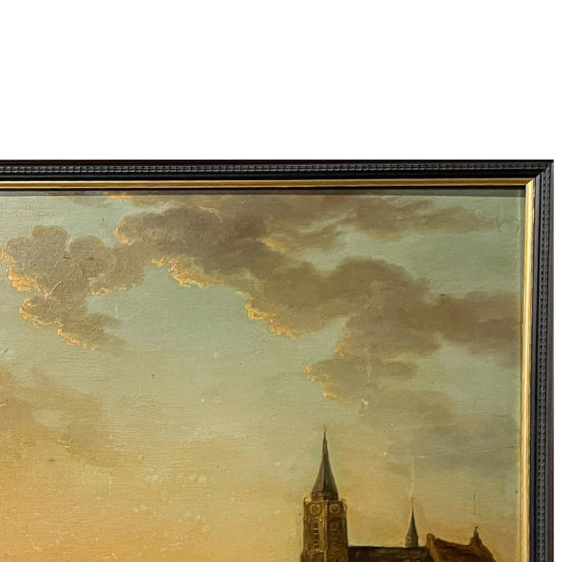 Antique 17th Century Large Dutch Old Master Oil on Panel Landscape Painting Jan Van Goyen 1650