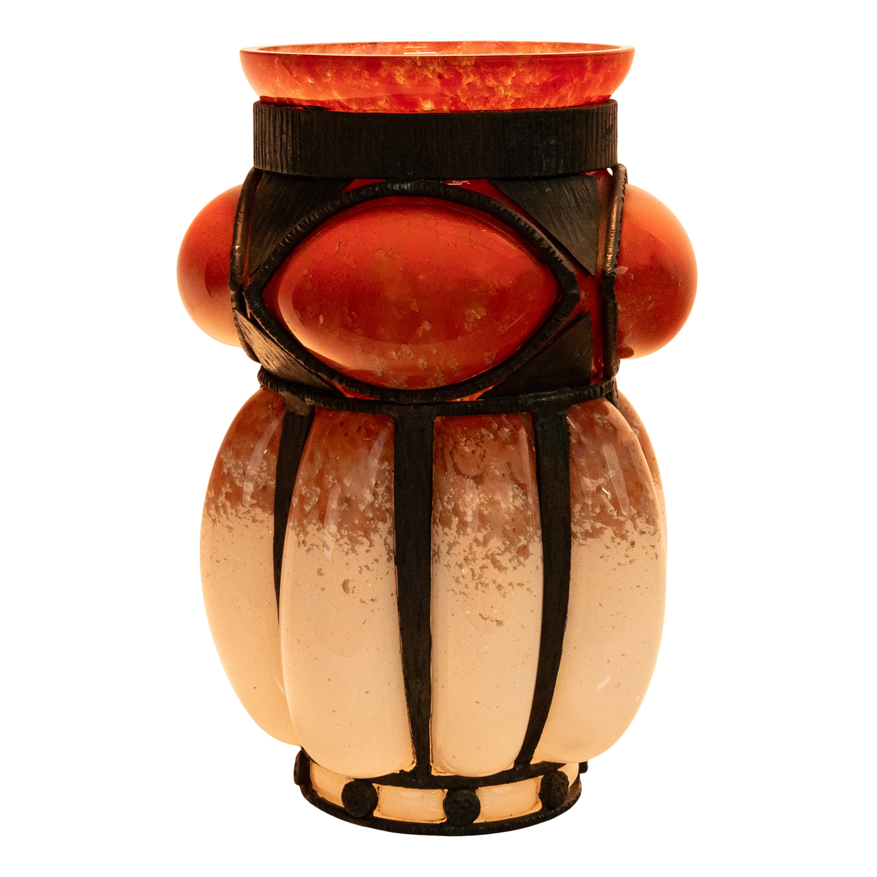 ANTIQUE FRENCHエナメルGLASS VASE、ART DECO、エイドリアン