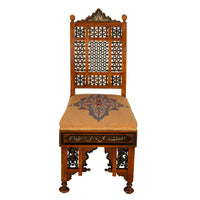 Antique Islamic Syrian Moorish Arabic Caligraphy Inlaid Chair Levantine 1890