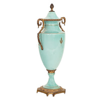 Antique French Pale Blue Sevres Paris Porcelain Ormolu Vase Coupe Garniture 1915