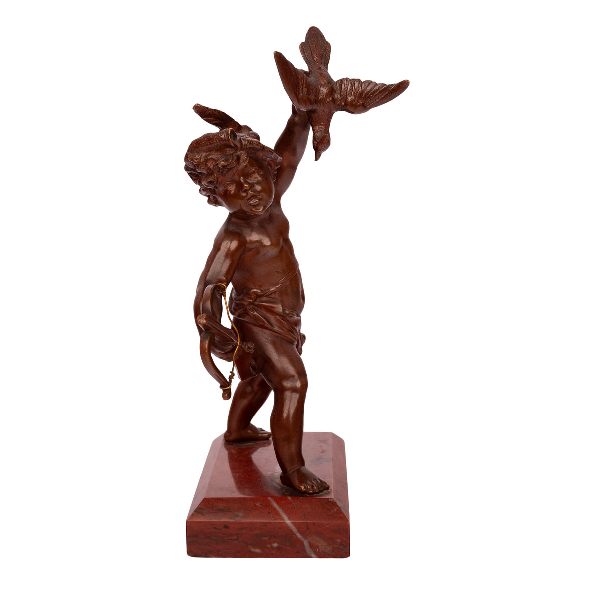 Antique Italian Grand Tour Bronze Hunting Putti Sculptures Statues Marble 1850
