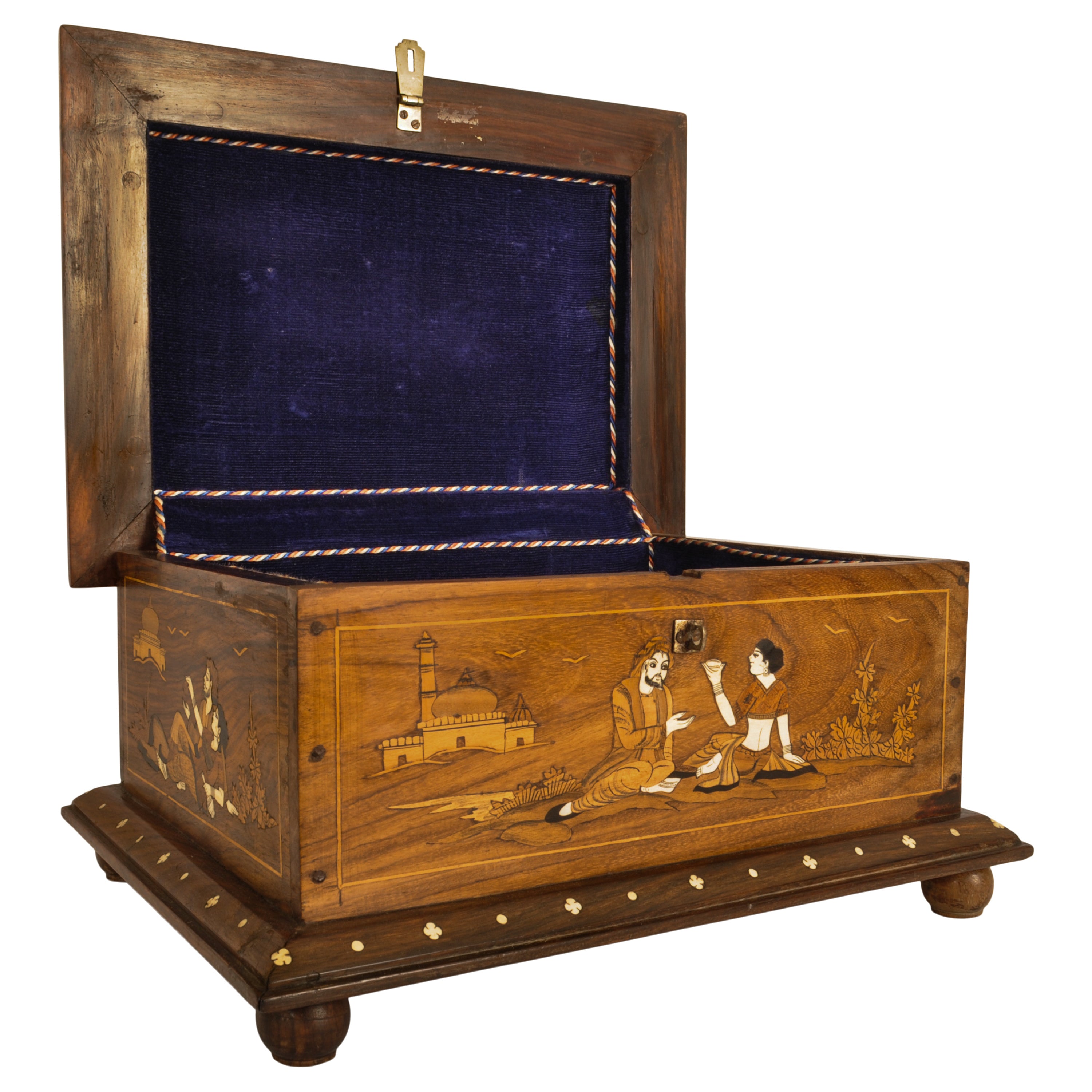 Vintage Hindu Indian Punjab Inlaid Marquetry Rosewood & Bone