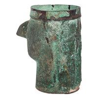 Ancient Pre-Columbian Inca Chimu Silver Portrait Votive Cup Vessel Peru 1400 CE