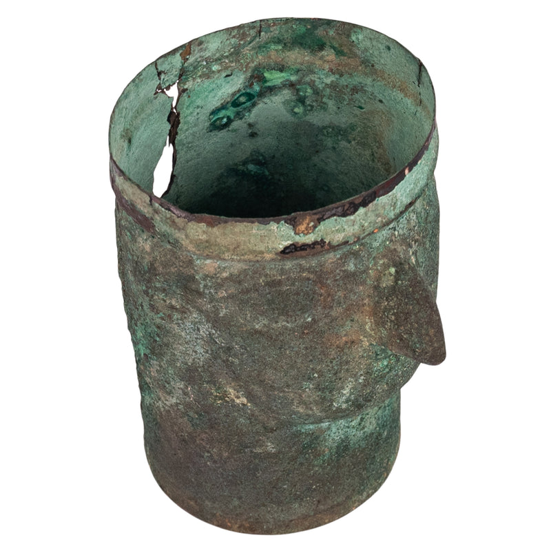 Ancient Pre-Columbian Inca Chimu Silver Portrait Votive Cup Vessel Peru 1400 CE