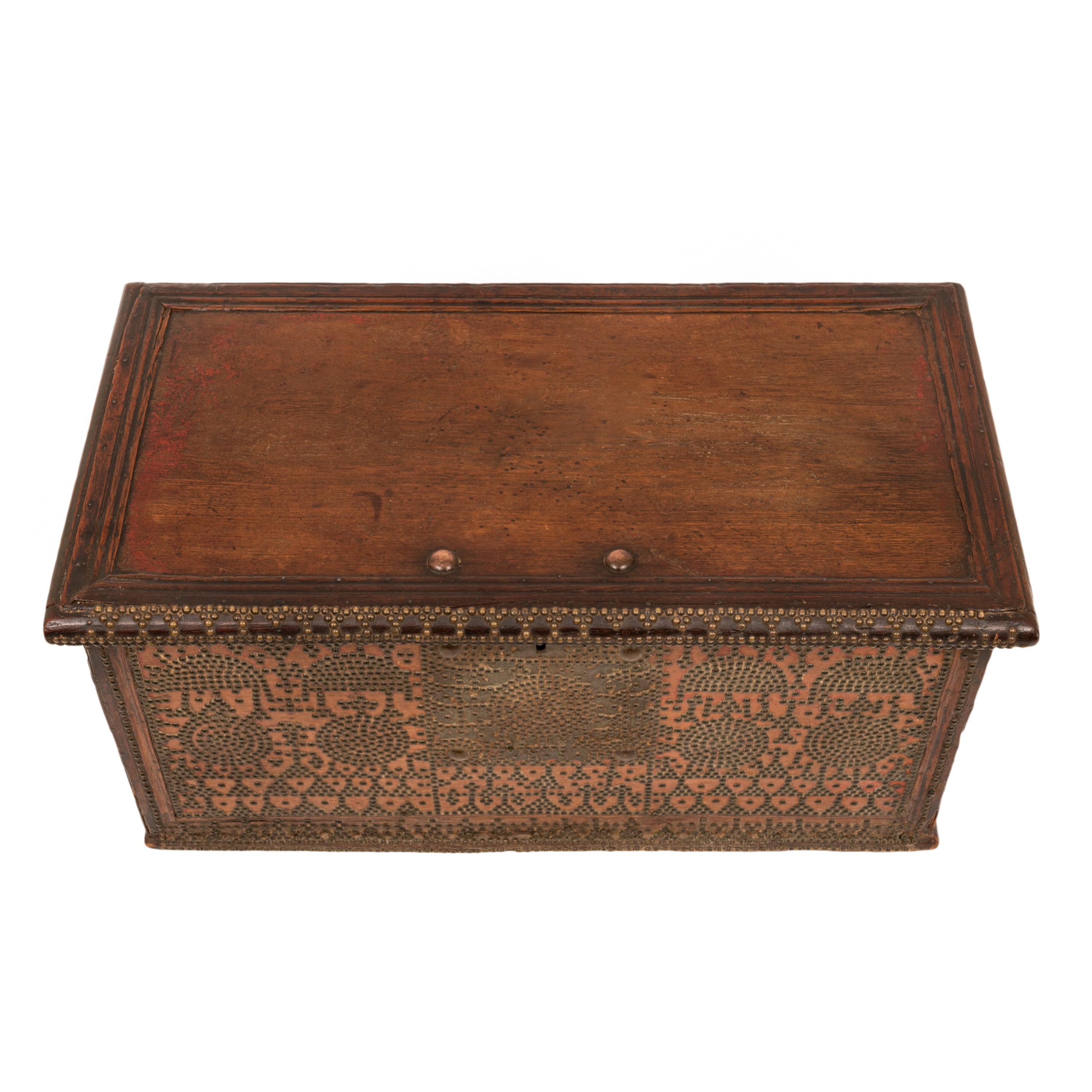Antique Zanzibar Omani Arab Padouk Teak Brass Stud Dowry Chest