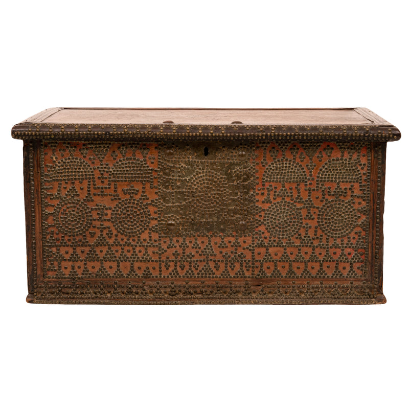 Antique Zanzibar Omani Arab Padouk Teak Brass Stud Dowry Chest Coffer Truck 1820