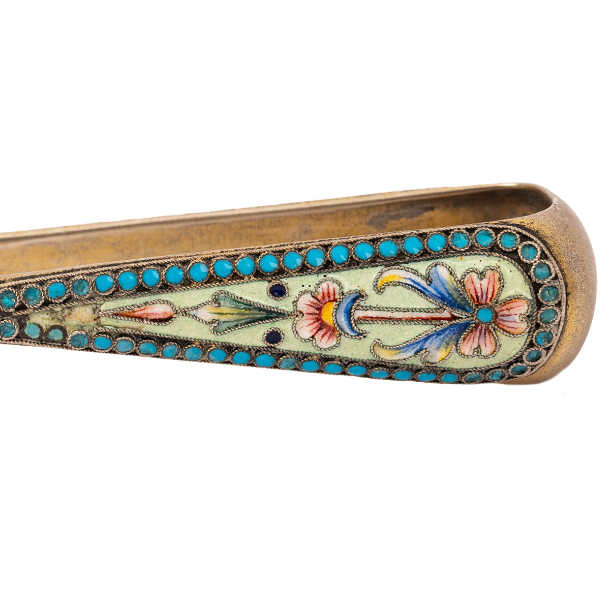 Antique Imperial Russian Silver Gilt Cloisonne Enamel Sugar tongs Moscow 1890