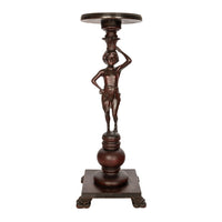 Antique Italian Carved Walnut Statue Pedestal Wine Candle Lamp Stand Table 1900