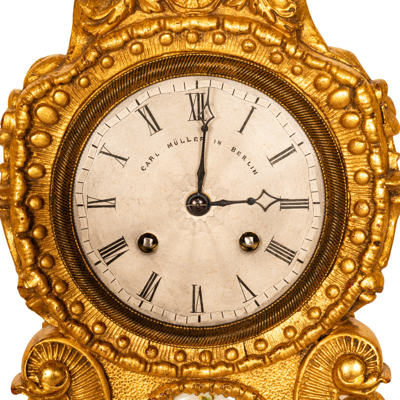 Fine Antique 19th Century French Rococo Gilded 8 Day Clock Sevres Porcelain, circa 1830