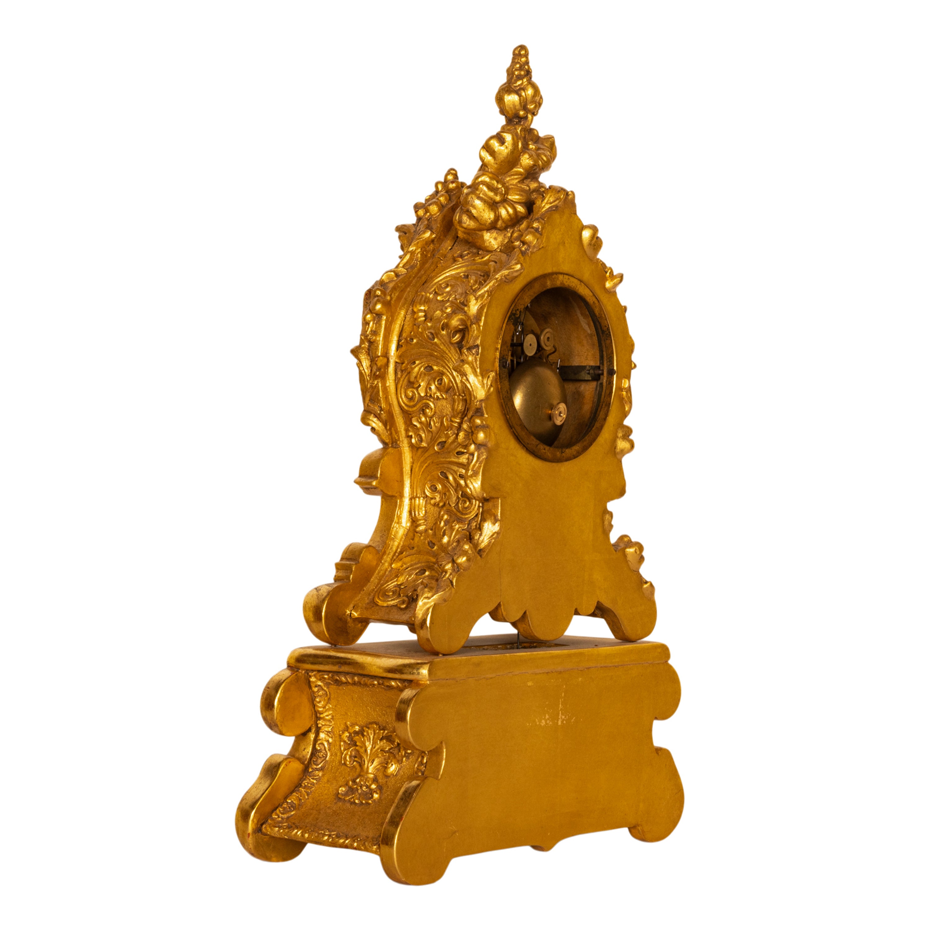 Fine Antique 19th Century French Rococo Gilded 8 Day Clock