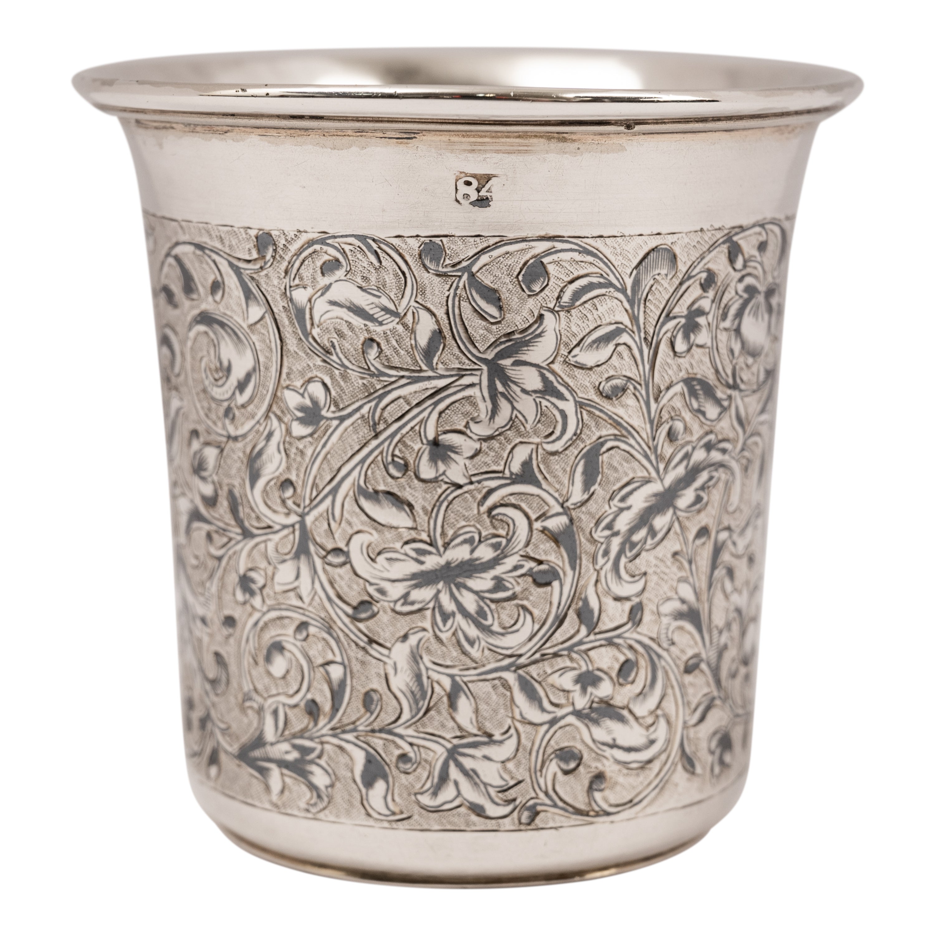 NADAL 陶器 Antique Large 84 Silver Russian Engraved Niello Kiddush Cup