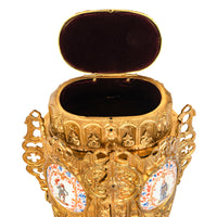 Antique French Gothic Revival Medieval Gilt Bronze Dore Reliquary Jewelry Box