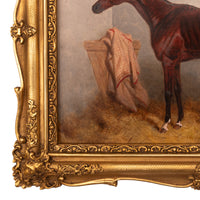 Antique Oil on Canvas Painting Race Horse "Lord Lyon" Triple Crown Winner by Harry Hall 1866