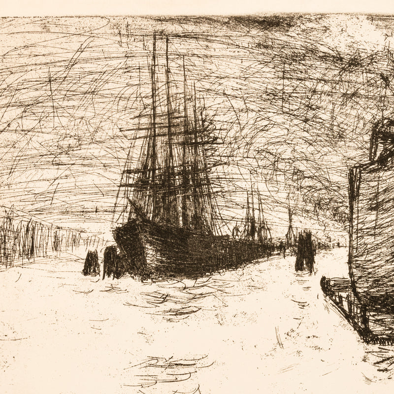 Important German Expressionist Etching Hamburg, Reiherstiegdock 1910 By Emil Nolde