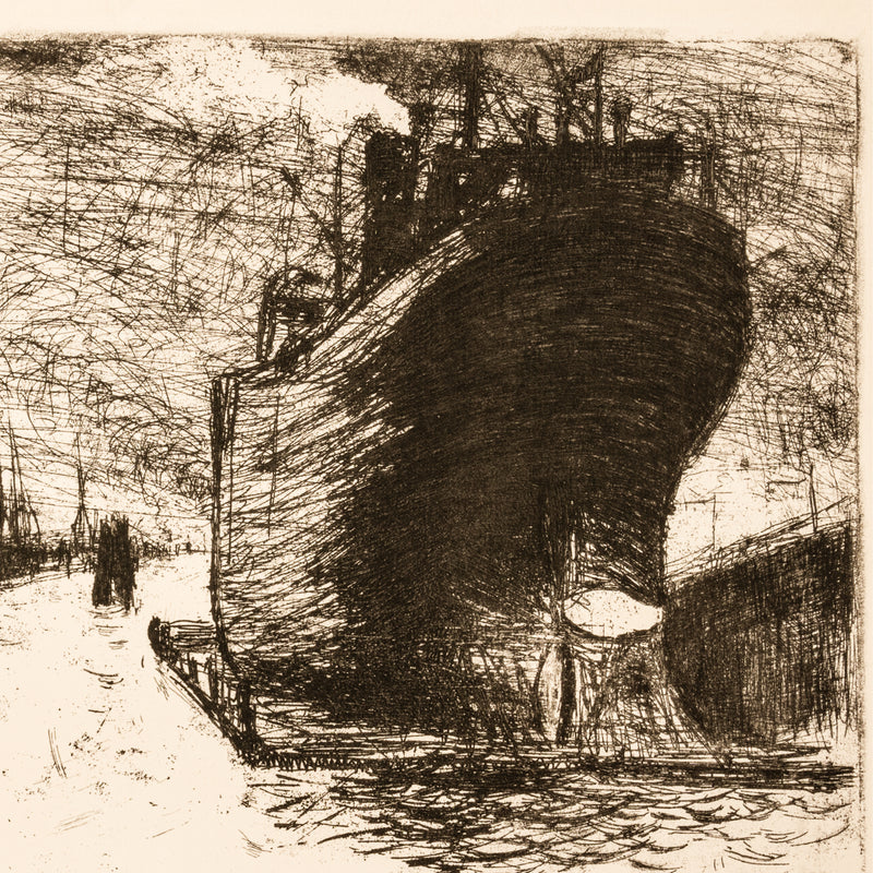 Important German Expressionist Etching Hamburg, Reiherstiegdock 1910 By Emil Nolde