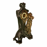 Antique French Art Nouveau Cold-Painted Bronze Figural Statue 8 Day Clock 1900