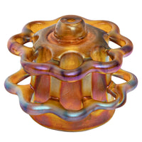 Antique L.C. Tiffany Furnaces Favrile Glass Gold Flower Frog Center Bowl 1920