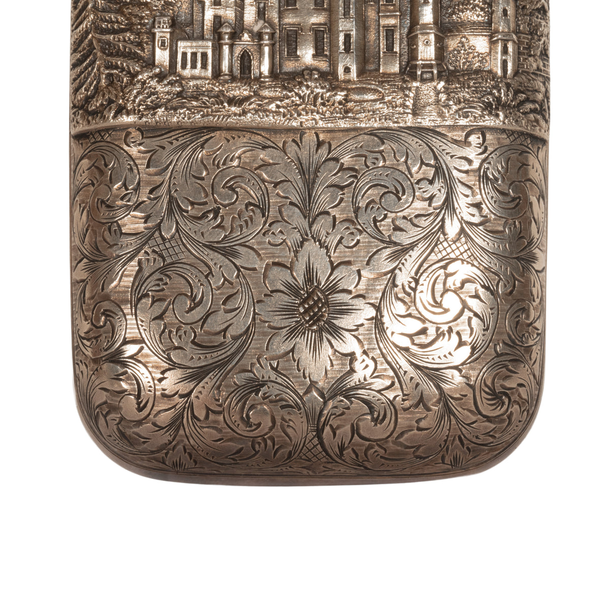 Antique Sterling Silver Castle Top Cigar Case Nathaniel Mills Birmingham 1840