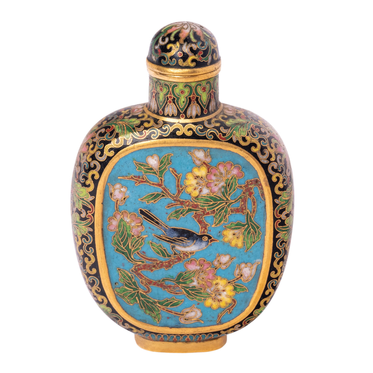 Antique 18th Century Chinese Qianlong Cloisonne Enamel Snuff Bottle Mark Period