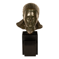 Antique French Art Deco Bronze Bust Sculpture Head of Beautiful Young Girl Marcel Andre Bouraine & Etling Paris 1920