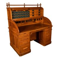 Antique American Indianapolis Oak Wooton Roll Top Tambour Wells Fargo Desk 1890