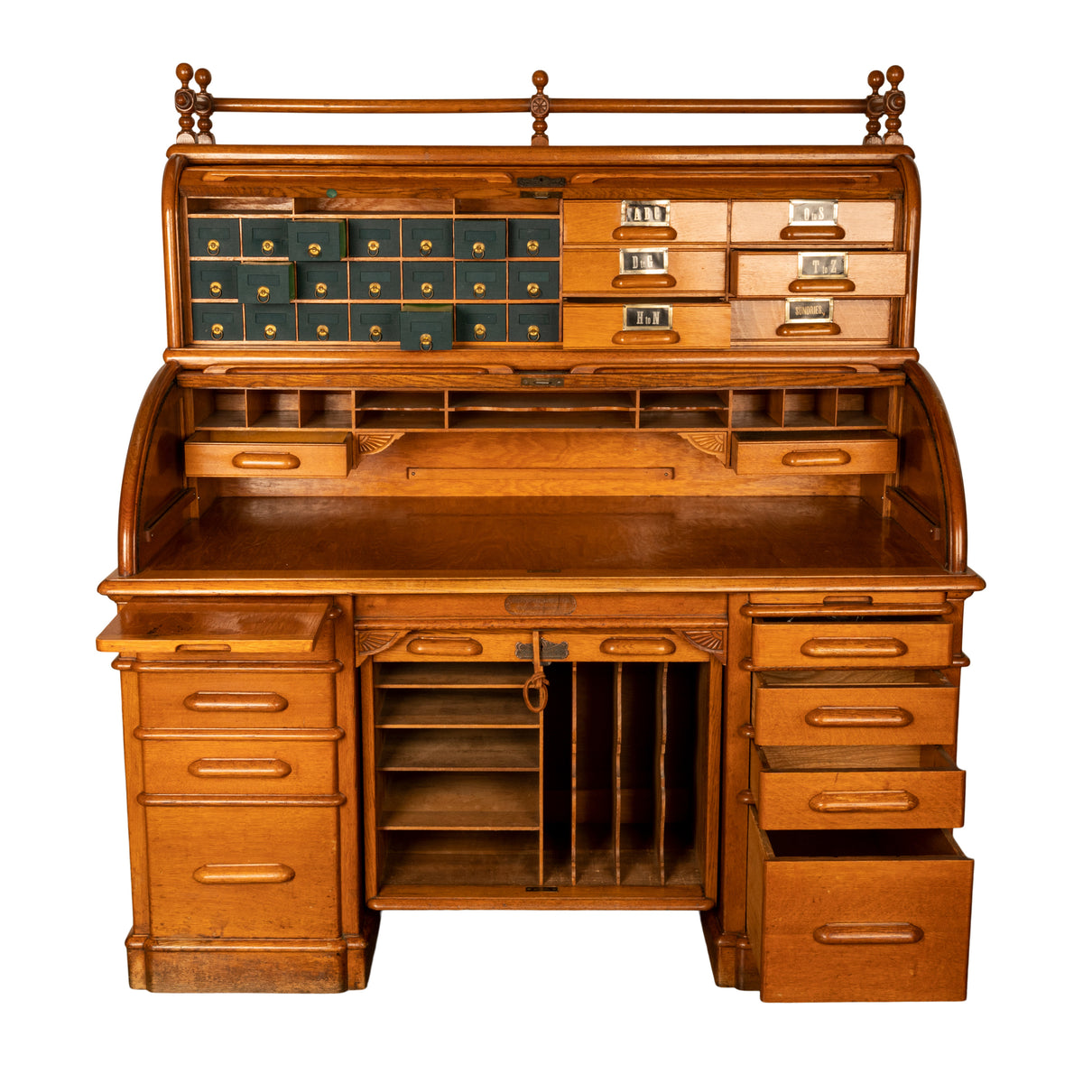 Antique American Indianapolis Oak Wooton Roll Top Tambour Wells Fargo Desk 1890