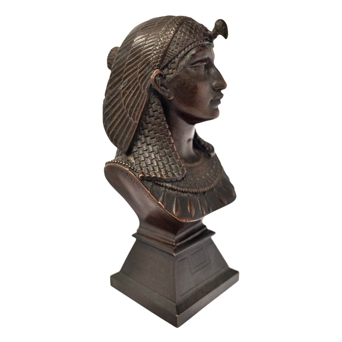 Antique French Egyptian Revival Bronze Bust Sculpture Statue "Queen of Babylon" By Paul Auguste Gagne 1875