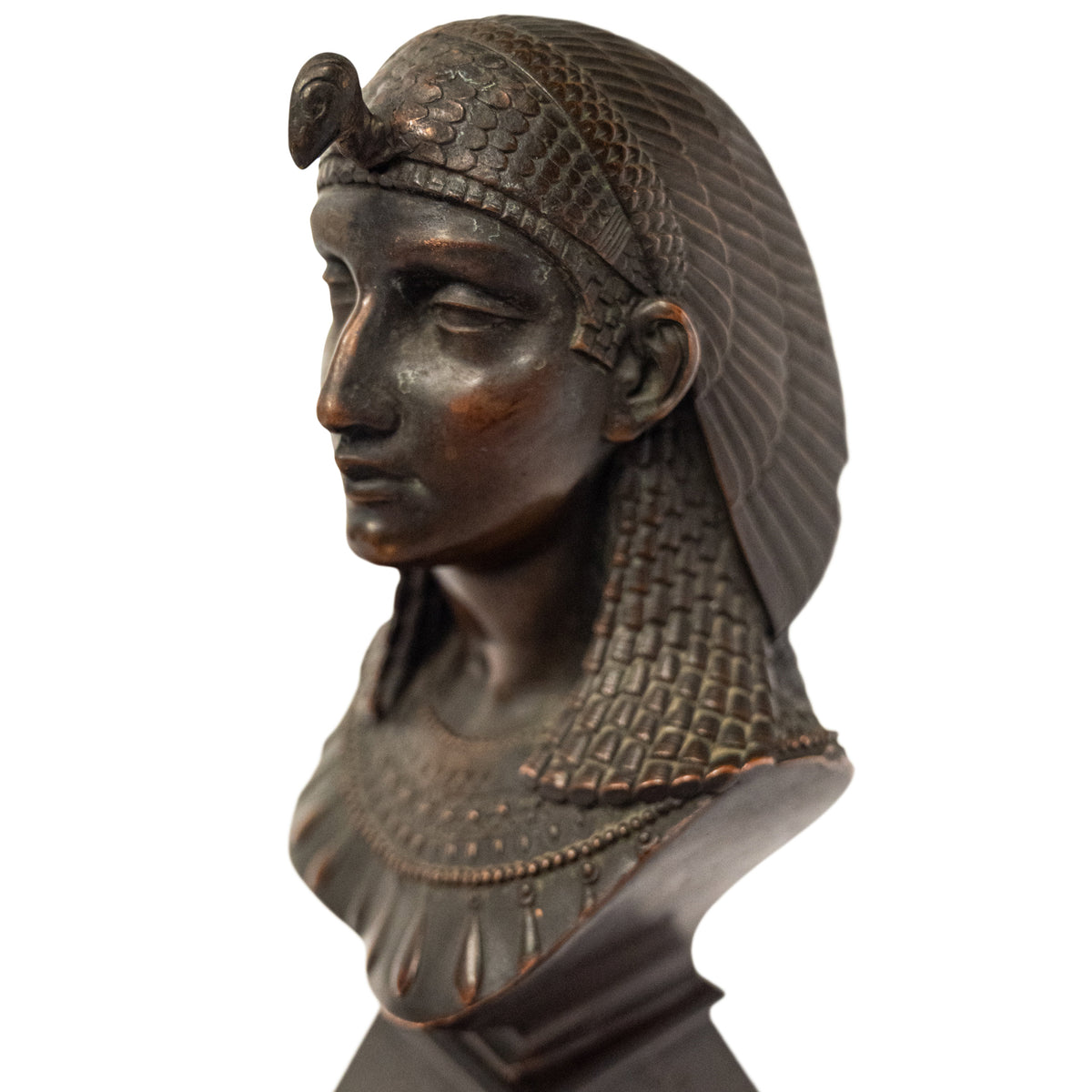 Antique French Egyptian Revival Bronze Bust Sculpture Statue "Queen of Babylon" By Paul Auguste Gagne 1875