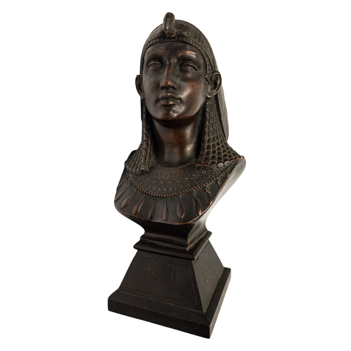 Antique French Egyptian Revival Bronze Bust Sculpture Statue "Queen of Babylon" By Paul Auguste Gagne 1875