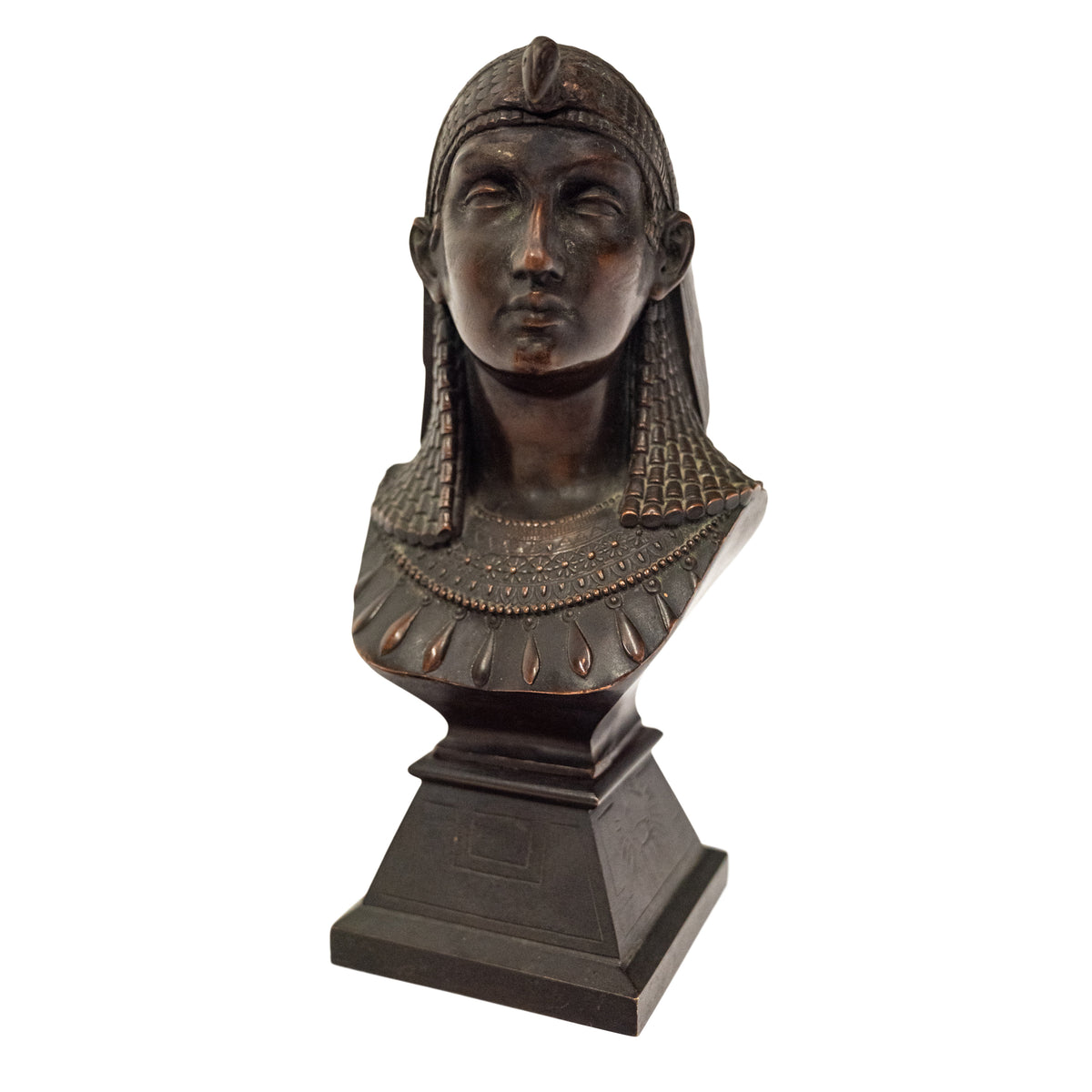 Antique French Egyptian Revival Bronze Bust Sculpture Statue "Queen of Babylon" By Paul Auguste Gagne 1875