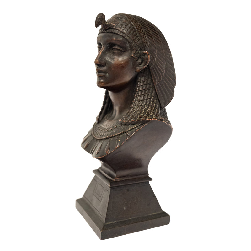 Antique French Egyptian Revival Bronze Bust Sculpture Statue "Queen of Babylon" By Paul Auguste Gagne 1875