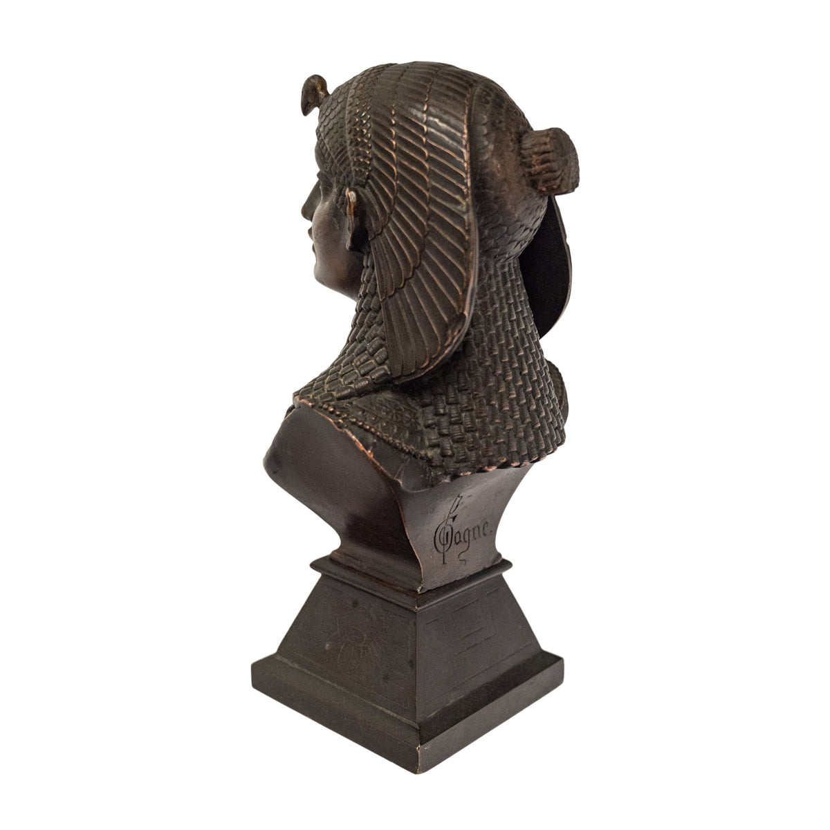 Antique French Egyptian Revival Bronze Bust Sculpture Statue "Queen of Babylon" By Paul Auguste Gagne 1875