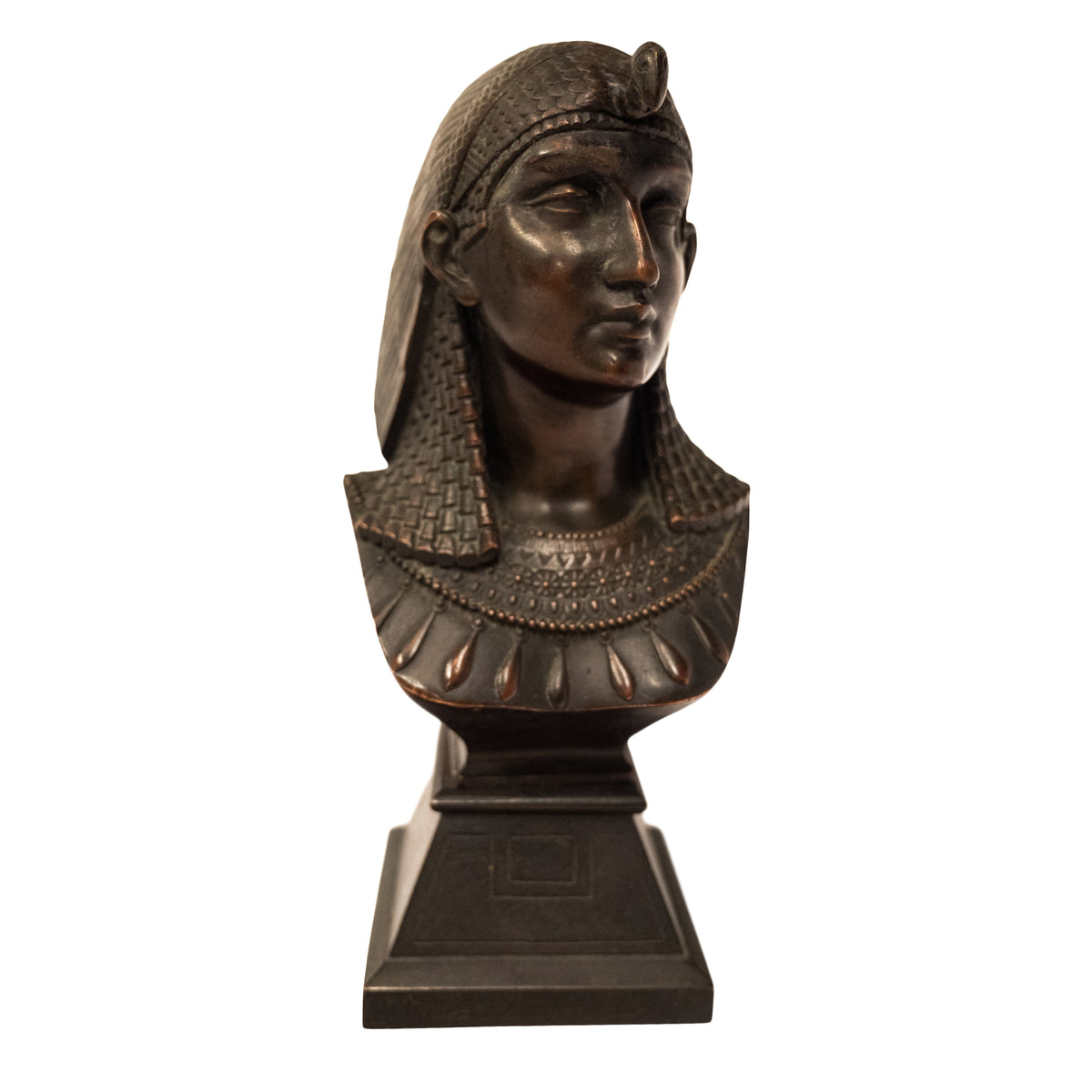 Antique French Egyptian Revival Bronze Bust Sculpture Statue "Queen of Babylon" By Paul Auguste Gagne 1875