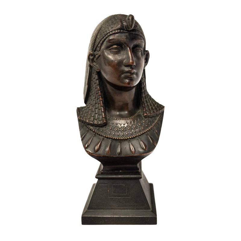 Antique French Egyptian Revival Bronze Bust Sculpture Statue "Queen of Babylon" By Paul Auguste Gagne 1875