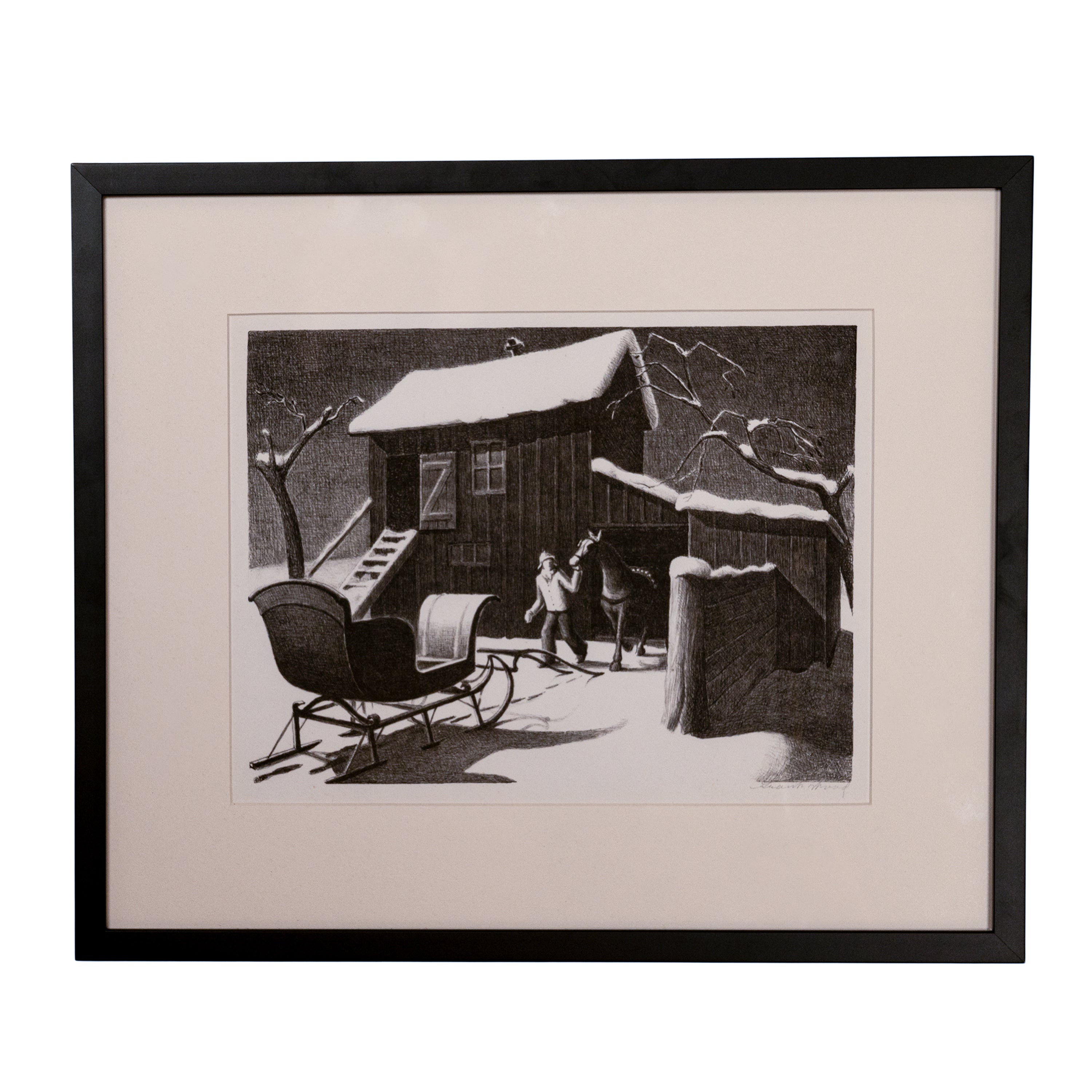 American WPA Grant Wood Original Signed Lithograph 