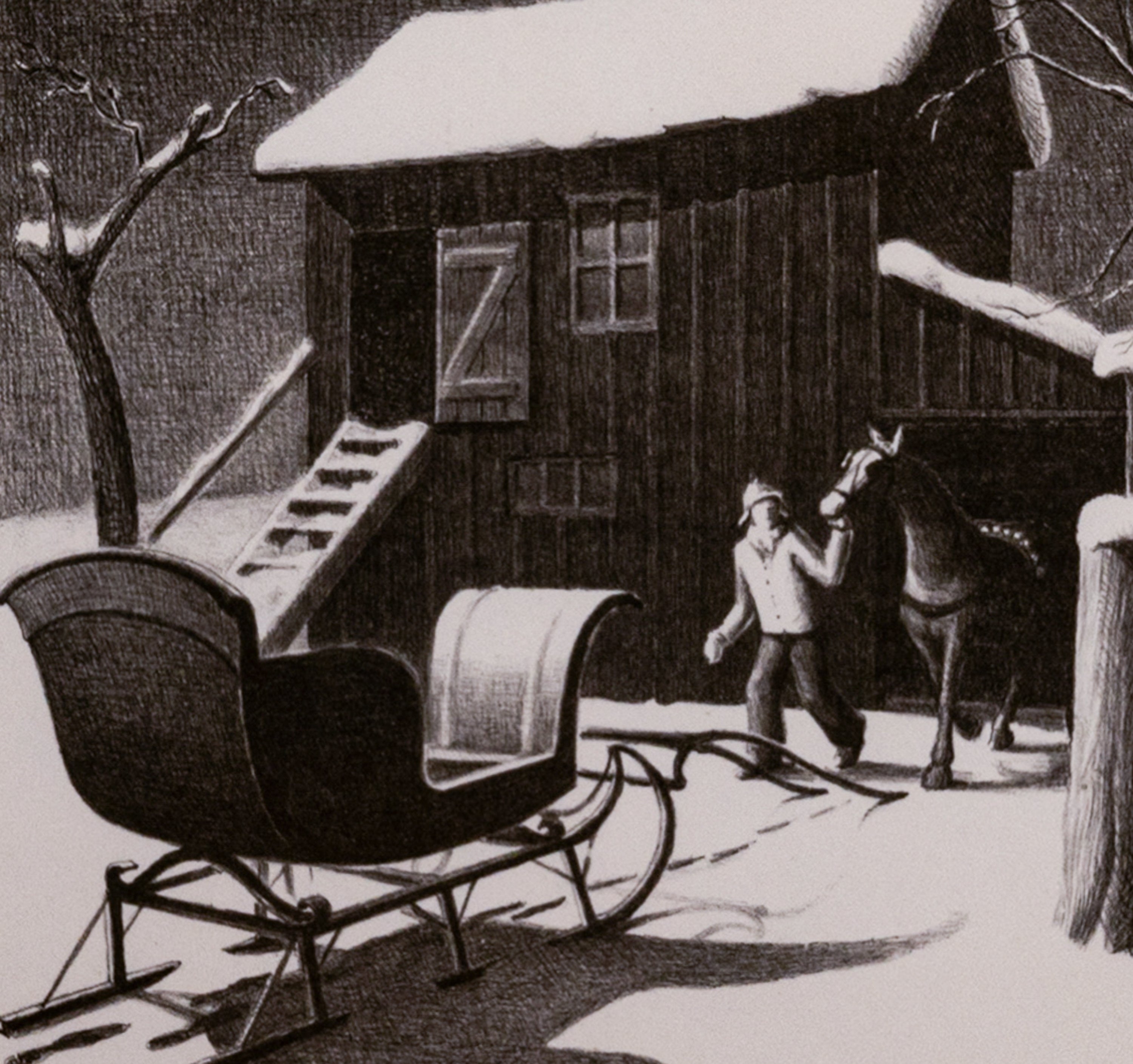 American WPA Grant Wood Original Signed Lithograph 
