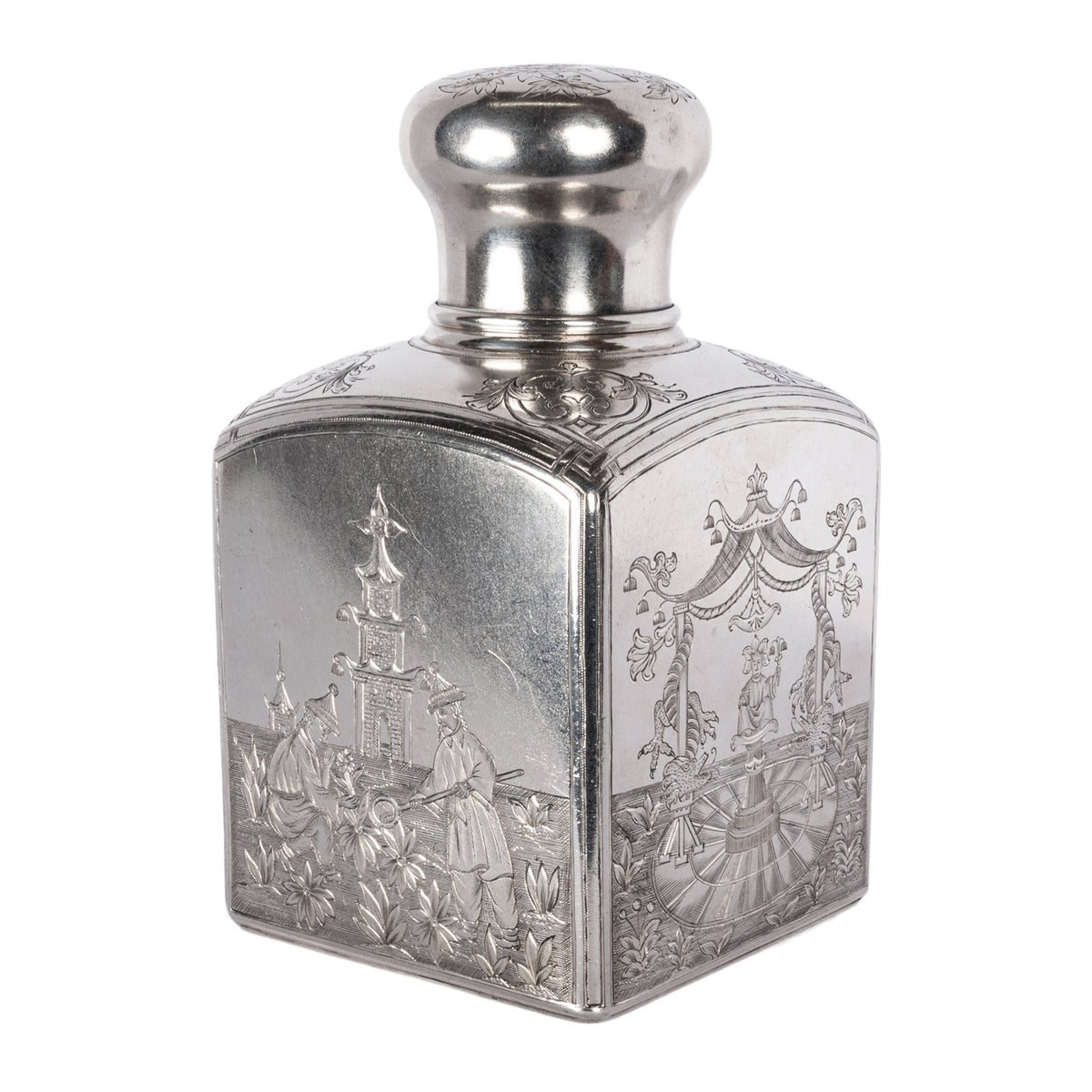 Antique Russian Imperial Silver Chinoiserie Tea Caddy Gustav Klingert Moscow 1894